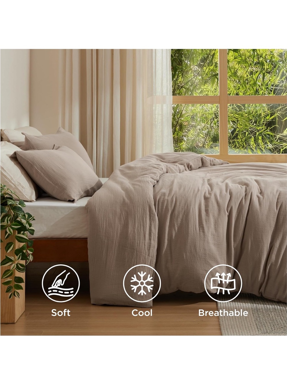 NEW Bedsure PureWoven Muslin Duvet Cover, Cooling for’Hot Sleepers OEKO-TEX cert - Picture 2 of 9